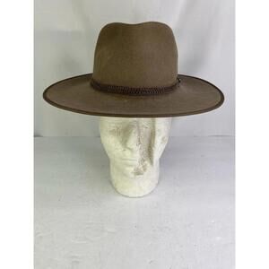 Akubra Cattleman Fedora Hat Beige Size 56 Some Fade Spots